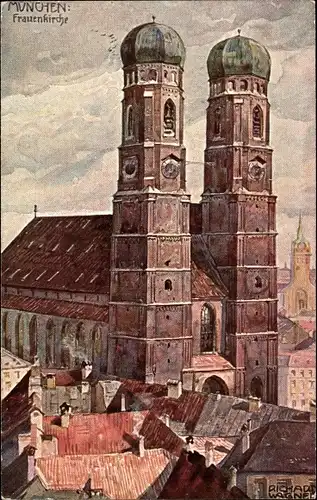 Künstler Ak Wagner, Richard, München, Stadtbild, Frauenkirche, Petersturm