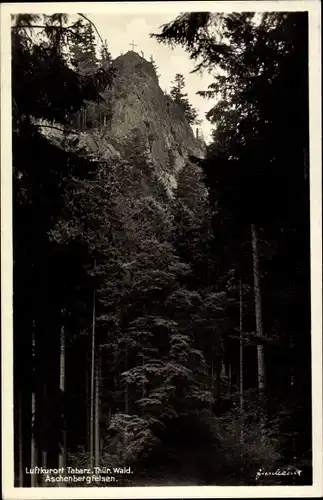 Ak Tabarz im Thüringer Wald, Aschenbergfelsen, Gipfelkreuz