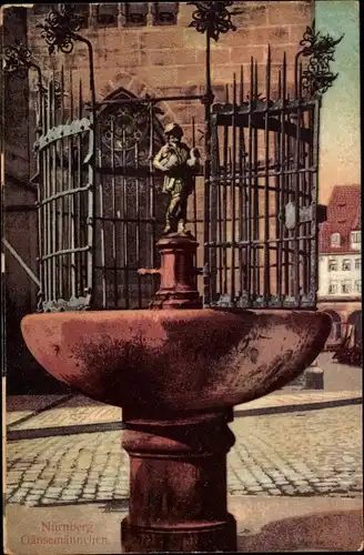 Ak Nürnberg in Mittelfranken, Gänsemännchen, Brunnen