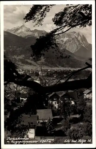 Ak Garmisch Partenkirchen in Oberbayern, Zugspitzmassiv, Ortsansicht