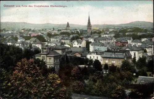 Ak Gießen Hessen, Blick vom Turm des Corpshauses Starkenburgia