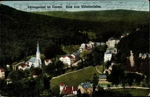 Ak Schlangenbad im Taunus Hessen, Blick vom Wilhelmsfelsen