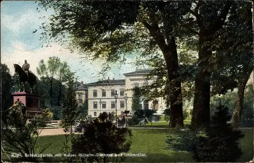 Ak Kiel in Schleswig Holstein, Schlossgarten, Kaiser Wilhelm Denkmal, Universität