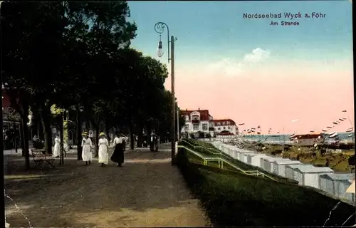 Ak Wyk auf Föhr Nordfriesland, Strand, Promenade, Passanten