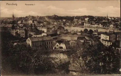 Ak Flensburg in Schleswig Holstein, Panorama I