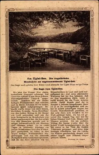 Ak Eutin in Ostholstein, Ukleisee, Uglei See, Die Angelbrücke, Mondnacht, Sage vom Uglei-See