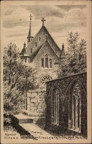 Künstler Ak Hirsau Calw im Schwarzwald, Kloster, nördlicher Kreuzgang, Kirche No. 6