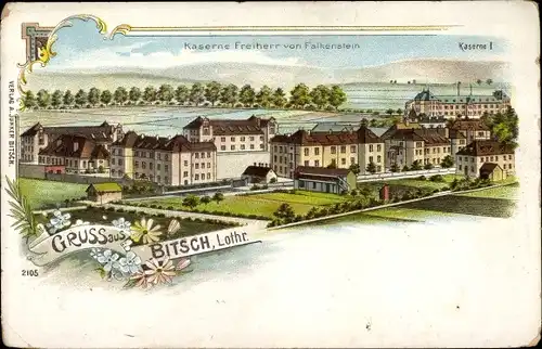 Litho Bitche Bitsch Lothringen Moselle, Kaserne Freiherr von Falkenstein