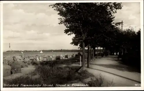 Ak Timmendorfer Strand, Promenade, Strand, Segelboote, Strandkörbe
