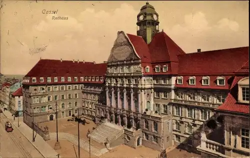 Ak Kassel in Hessen, Rathaus, Straßenbahn