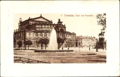 Ak Dresden Altstadt, Oper, Fontaine