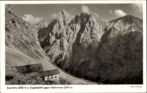 Ak Garmisch Partenkirchen in Oberbayern, Knorrhütte, Zugspitzplatt, Hochwanner