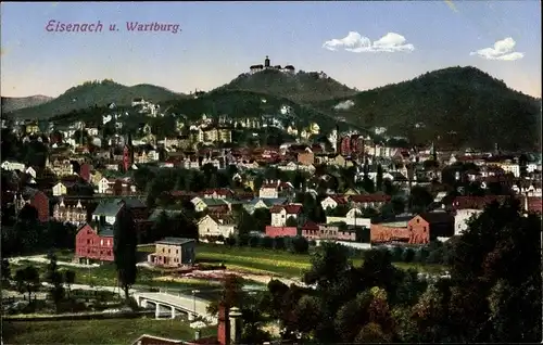 Ak Lutherstadt Eisenach in Thüringen, Panorama, Wartburg