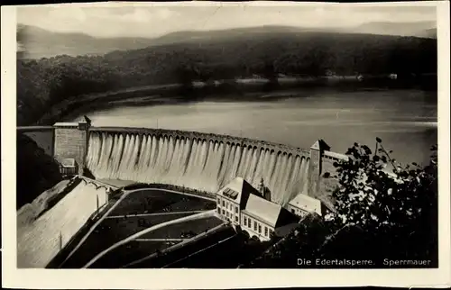 Ak Waldeck am Edersee Hessen, Edertalsperre, Sperrmauer