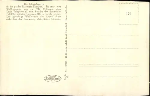 Ak Waldeck am Edersee Hessen, Edertalsperre, Sperrmauer