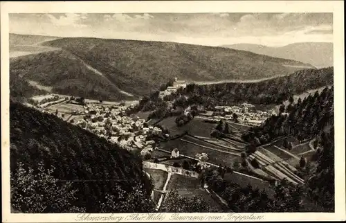 Ak Schwarzburg Thüringer Wald, Panorama vom Trippstein gesehen