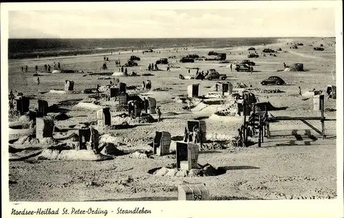 Ak Nordseebad Sankt Peter Ording, Strandleben, Strandkörbe, Badegäste