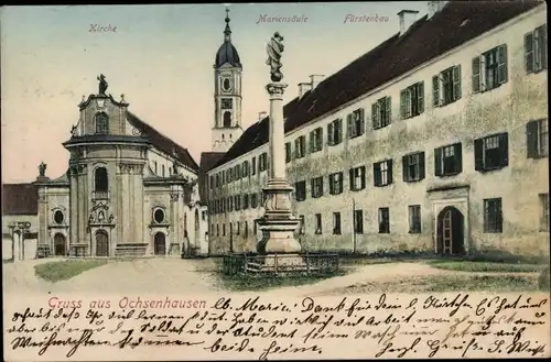 Ak Ochsenhausen in Württemberg, Kirche, Mariensäule, Fürstenbau