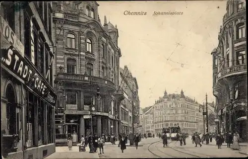 Ak Chemnitz in Sachsen, Johannisplatz, Stadt-Cafe