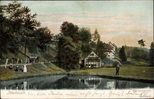 Ak Itterbruch Solingen, Wasserpartie, Wohnhäuser