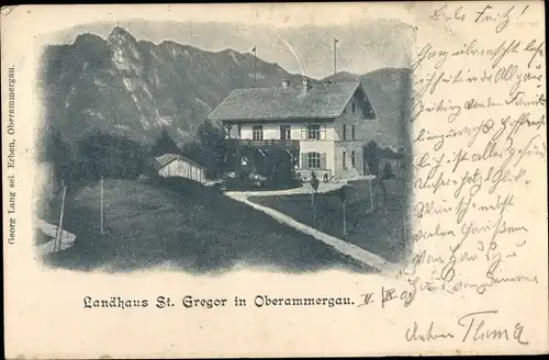 Ak Oberammergau in Oberbayern, Landhaus St. Gregor