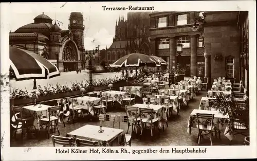 Ak Köln am Rhein, Hotel Kölner Hof, Terrassen-Restaurant