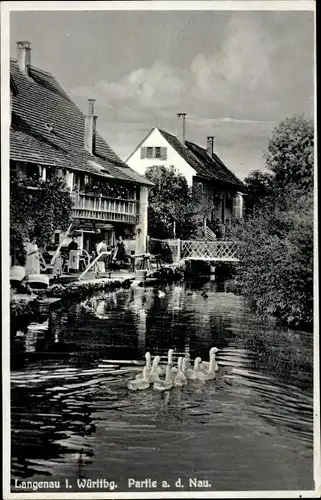 Ak Langenau in Württemberg, Partie a. d. Nau