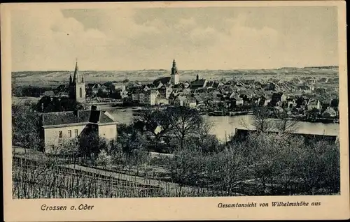 Ak Krosno Odrzańskie Crossen Oder Ostbrandenburg, Blick von Wilhelmshöhe, Gesamtansicht