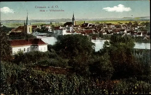 Ak Krosno Odrzańskie Crossen Oder Ostbrandenburg, Blick von Wilhelmshöhe, Panorama vom Ort