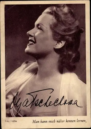 Ak Schauspielerin Olga Tschechowa, Reklame für Stern, Autogramm
