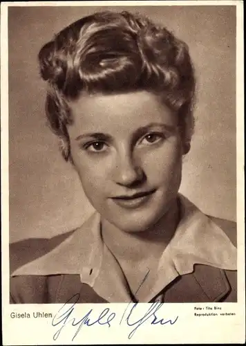 Ak Schauspielerin Gisela Uhlen, Portrait, Autogramm