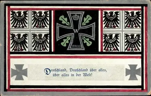 Ak Eisernes Kreuz, Adler, Deutschland, Deutschland über alles...