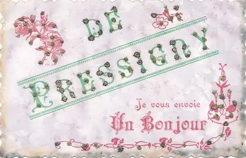 Glitzer Ak Pressigny Deux Sèvres, Glumen mit Glitzer