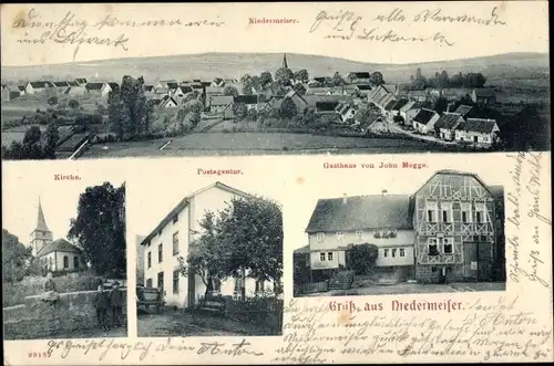 Ak Niedermeiser Liebenau an der Weser, Gesamtansicht, Kirche, Postagentur, Gasthaus