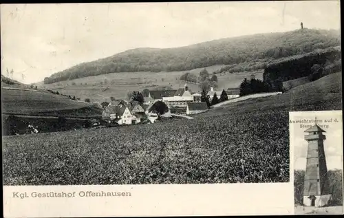 Ak Offenhausen Gomadingen Baden Württemberg, Kgl. Gestütshof, Aussichtsturm auf dem Sternberg