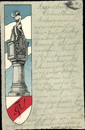 Studentika Ak Regensburg an der Donau Oberpfalz, Verbindungswappen