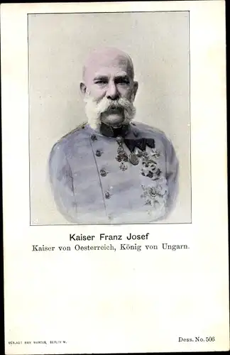 Ak Kaiser Franz Joseph I., Portrait, Uniform, Orden