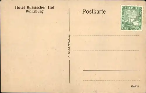 Ak Würzburg am Main Unterfranken, Hotel Russischer Hof, Empfangshalle