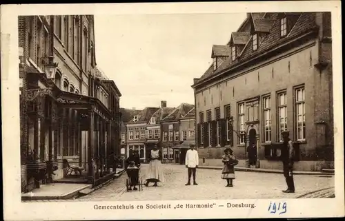 Ak Doesburg Gelderland Niederlande, Rathaus und Societeit de Harmonie