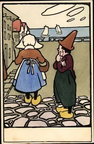 Ak Mann und Frau in niederländischen Trachten