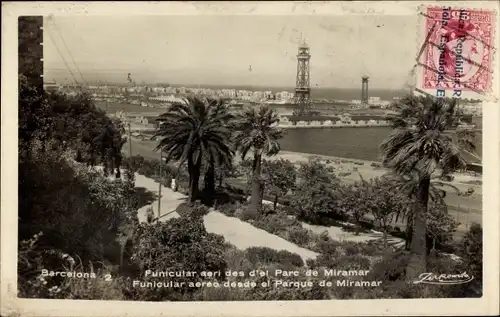 Ak Barcelona Katalonien Spanien, Funicular aereo desde el Parque de Miramar