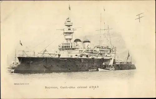 Ak Französisches Kriegsschiff, Bouvines, Garde-cotes cuirassé