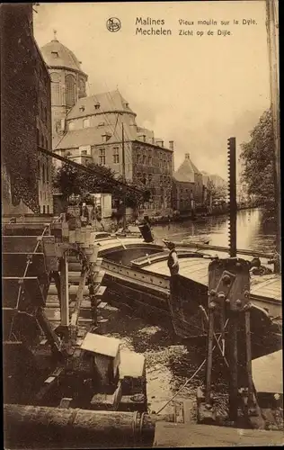 Ak Mechelen Mecheln Malines Flandern Antwerpen, Vieux Moulin sur la Dyle