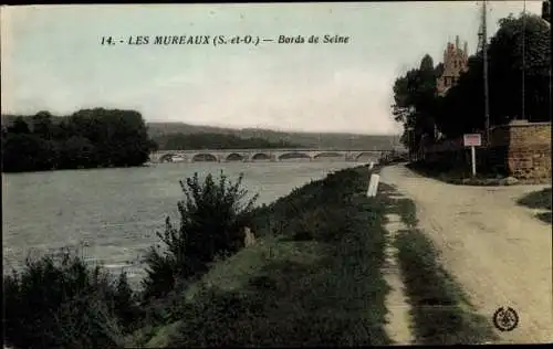 Ak Les Mureaux Yvelines, Ufer der Seine, Brücke