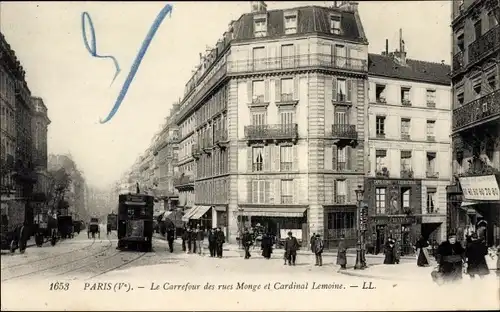 Ak Paris V, Kreuzung Rue Monge und Rue Cardinal Lemoine