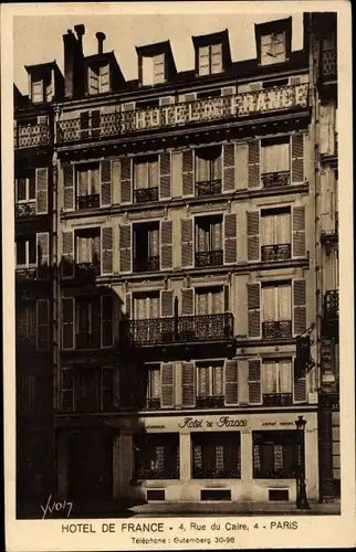 Ak Bourse de Paris II, Hotel de France, 4 Rue du Caire