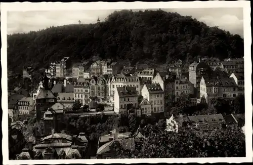 Ak Karlovy Vary Karlsbad Stadt, Stadtturm, Hirschsprungzeile