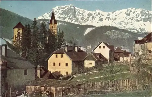 Ak Eisenerz Steiermark, Teilansicht, Kaiserschild