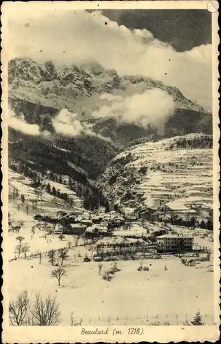 Ak Beaulard Oulx Piemonte, Gesamtansicht, Winter