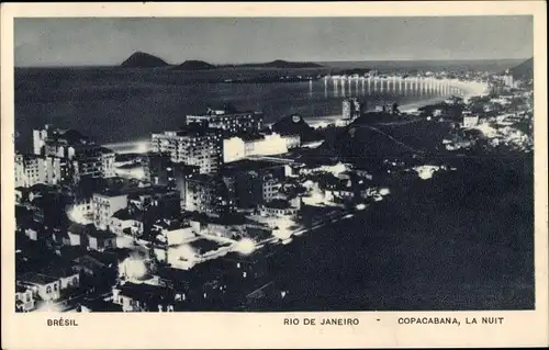 Ak Rio de Janeiro Brasilien, Copacabana, bei Nacht